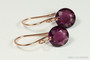 14K rose gold earrings with amethyst purple crystals handmade by Jessica Luu Jewelry