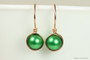 14K rose gold filled wire wrapped eden green pearl drop earrings handmade  by Jessica Luu Jewelry