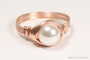 14K rose gold filled wire wrapped white pearl solitaire ring handmade by Jessica Luu Jewelry