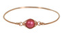 Rose Gold Dark Pink Pearl Bangle Bracelet - Other Metal Options Available