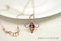 14K rose gold filled wire wrapped lilac shadow purple crystal double spike pendant on chain necklace handmade by Jessica Luu Jewelry