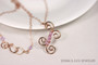 14K rose gold filled wire wrapped light purple violet small crystal scroll pendant on chain necklace handmade by Jessica Luu Jewelry
