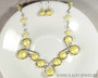 Sterling silver wire wrapped light pastel yellow flat coin pearl statement necklace and earrings set handmade by Jessica Luu Jewelry