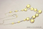 Sterling silver wire wrapped light pastel yellow flat coin pearl statement necklace handmade by Jessica Luu Jewelry