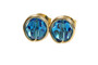 Gold Bright Blue Crystal Stud Earrings - Available in 2 Sizes and Other Metal Options