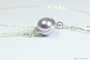 Sterling silver wire wrapped lavender  pearl solitaire pendant on chain necklace handmade by Jessica Luu Jewelry