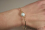 Gold Pastel Blue Pearl Bangle Bracelet - More Metal Options Available