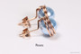 14K rose gold filled wire wrapped light blue pearl stud earrings handmade by Jessica Luu Jewelry