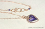 Rose Gold Tanzanite Crystal Heart Earrings - Available with Matching Necklace