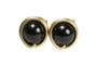 14K yellow gold filled wire wrapped mystic black pearl stud earrings handmade by Jessica Luu Jewelry