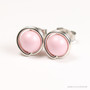 Sterling silver stud earrings with 6mm pastel light pink pearls handmade by Jessica Luu Jewelry