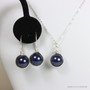 Sterling Silver Navy Blue Pearl Necklace - Available in Other Metal Options