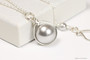 Sterling silver wire wrapped 10mm light grey pearl solitaire on sterling silver chain necklace handmade by Jessica Luu Jewelry