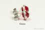 Sterling silver wire wrapped ruby red scarlet crystal stud earrings handmade by Jessica Luu Jewelry