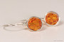 Sterling silver wire wrapped tangerine orange crystal drop earrings handmade by Jessica Luu Jewelry