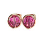 14K rose gold filled wire wrapped fuchsia pink purple crystal round stud earrings handmade by Jessica Luu Jewelry