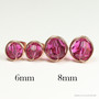 14K rose gold filled wire wrapped fuchsia pink purple crystal round stud earrings handmade by Jessica Luu Jewelry