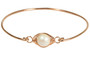 Rose Gold Iridescent White Pearl Bangle Bracelet - Other Metal Options Available