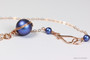 14K rose gold filled wire wrapped iridescent dark blue pearl necklace handmade by Jessica Luu Jewelry