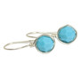 Sterling silver wire wrapped turquoise blue crystal drop earrings handmade by Jessica Luu Jewelry
