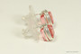 Sterling silver wire wrapped rose peach pink crystal square cube stud earrings handmade by Jessica Luu Jewelry