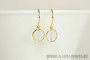 14K yellow gold filled wire wrapped white opal crystal drop earrings handmade by Jessica Luu Jewelry