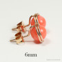 14K rose gold filled wire wrapped 6mm round orange coral gemstone stud earrings handmade by Jessica Luu Jewelry