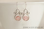 Sterling silver wire wrapped light pink vintage rose crystal dangle earrings handmade by Jessica Luu Jewelry