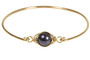 Gold Dark Purple Pearl Bangle Bracelet - Other Metal Options Available
