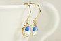14K yellow gold filled wire wrapped iridescent clear aurora borealis crystal drop earrings handmade by Jessica Luu Jewelry