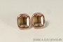 14K rose gold filled wire wrapped brown bronze shade crystal cube square stud earrings handmade by Jessica Luu Jewelry