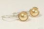 Sterling silver wire wrapped light yellow gold pearl drop earrings handmade by Jessica Luu Jewelry