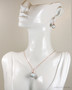 14K rose gold filled wire wrapped pastel blue pearl drop earrings with matching necklace handmade by Jessica Luu Jewelry