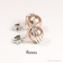 Sterling silver wire wrapped rose gold pearl stud earrings handmade by Jessica Luu Jewelry