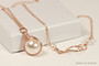 14K rose gold filled wire wrapped necklace with creamrose pearl solitaire pendant handmade by Jessica Luu Jewelry