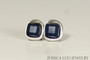 Sterling Silver Navy Blue Crystal Stud Earrings - Available with Matching Necklace and Other Metal Options