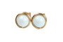 Gold Light Blue Pearl Stud Earrings - Available in 2 Sizes and Other Metal Options