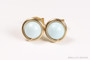 Gold Light Blue Pearl Stud Earrings - Available in 2 Sizes and Other Metal Options