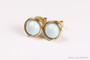 Gold Light Blue Pearl Stud Earrings - Available in 2 Sizes and Other Metal Options