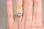 14K gold filled wire wrapped light blue pearl ring handmade by Jessica Luu Jewelry
