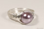 Sterling silver wire wrapped mauve purple pearl solitaire ring handmade by Jessica Luu Jewelry