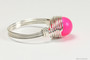 Sterling silver wire wrapped neon pink  pearl ring handmade by Jessica Luu Jewelry