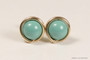14K yellow gold filled wire wrapped jade pearl stud earrings handmade by Jessica Luu Jewelry