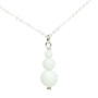 3 stone faceted round white alabaster gemstone pendant on sterling silver chain necklace handmade by Jessica Luu Jewelry