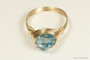 14K yellow gold filled wire wrapped aquamarine crystal solitaire ring handmade by Jessica Luu Jewelry