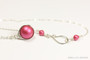 10mm raspberry pink pearl solitaire pendant on sterling silver chain necklace handmade by Jessica Luu Jewelry