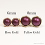 14K yellow and rose gold filled wire wrapped dark purple elderberry pearl stud earrings handmade by Jessica Luu Jewelry