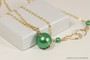 Gold Bright Green Pearl Dangle Earrings - Available with Matching Necklace