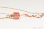 14K rose gold filled wire wrapped peach pink crystal cube pendant on chain necklace handmade by Jessica Luu Jewelry