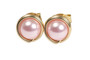 14K yellow gold filled wire wrapped light pink rosaline pearl stud earrings handmade by Jessica Luu Jewelry